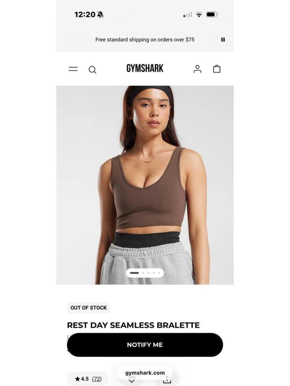 Gymshark rest day seamless bralette (pomegranate + size small)
